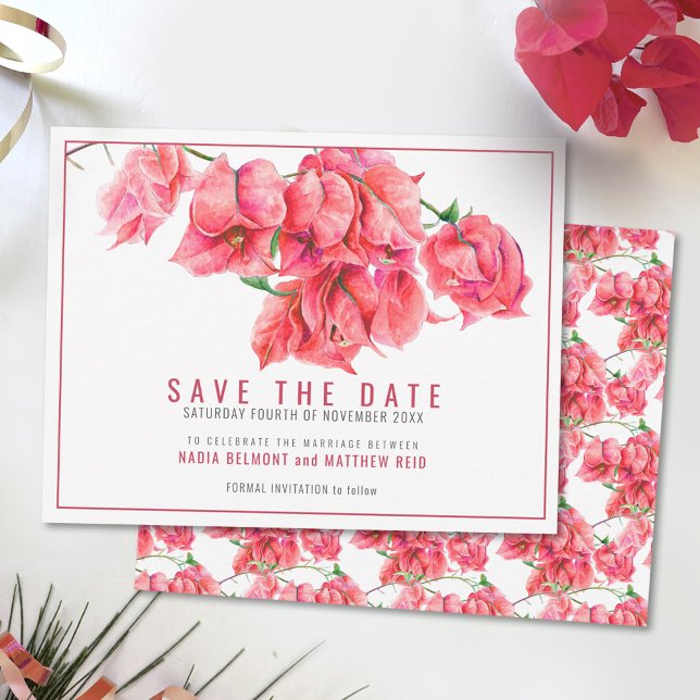 Rosa Bougainvillea Hochzeit Save The Date (Von Creator hochgeladen)