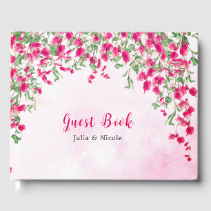 Rosa Bougainvillea Tropischer Wald Hochzeitsdusche Gästebuch