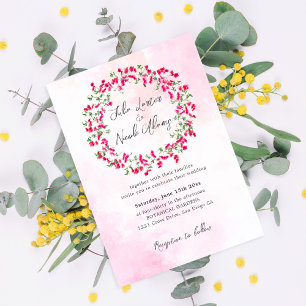 Rosa Bougainvillea Tropischer Wald Kranz Hochzeit Einladung