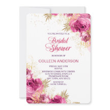 Rosa Bouquet Bridal Dusche Einladung