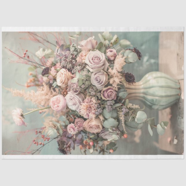Rosa Bouquet, Pastel Florals, Romantik Seidenpapier (Vorderseite)