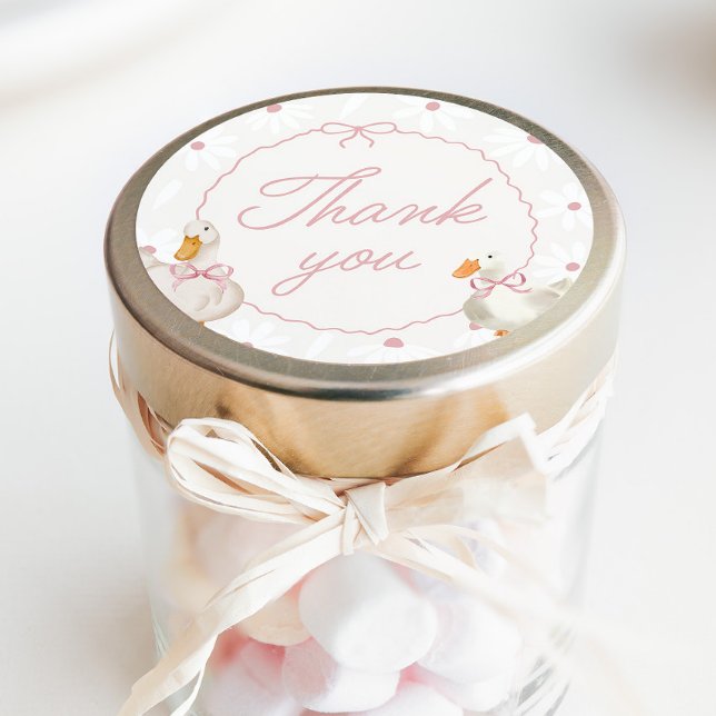 Rosa Bow Albern Gänse Coquette Geburtstag Runder Aufkleber (Von Creator hochgeladen)