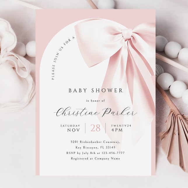 Rosa Bow Arch Baby Dusche Einladung (Von Creator hochgeladen)