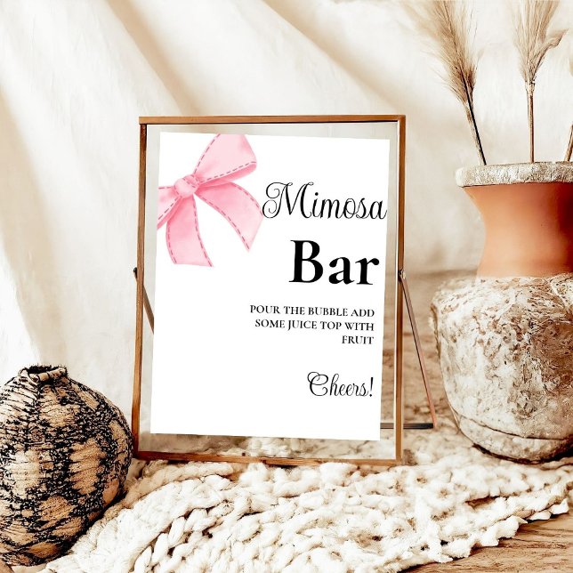 Rosa Bow Bachelorette Mimosa Bar Table Sign Poster (Von Creator hochgeladen)