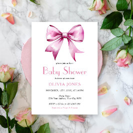 Rosa Bow Band Babydusche Einladung