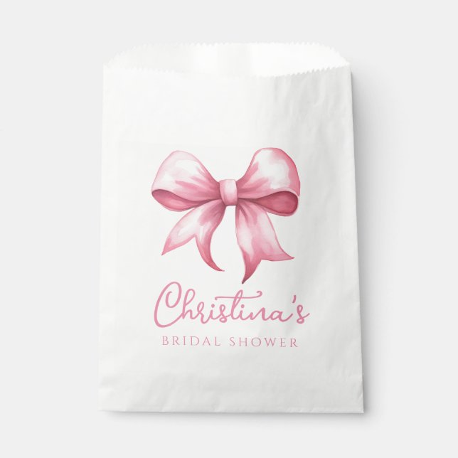 Rosa Bow Coquette Brautparty Geschenktütchen (Vorderseite)