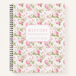 Rosa Bow Coquette Hütte Rose Monogramm Notizbuch