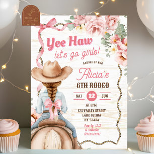 Rosa Bow Coquette Rodeo Einladung zum Geburtstag