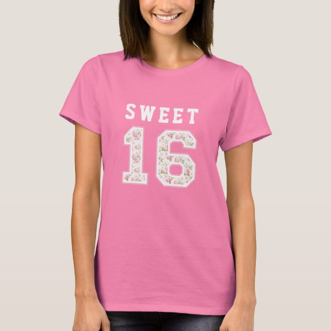 Rosa Bow Coquette Sweet 16 University T-Shirt (Vorderseite)