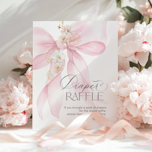 Rosa Bow Diaper Raffle Floral Baby Dusche Poster