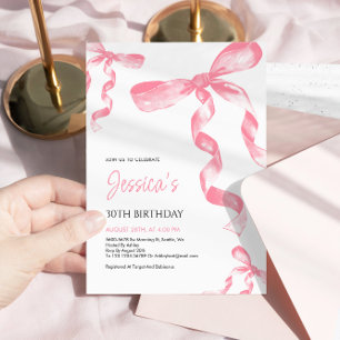 Rosa Bow Geburtstagseinladung Einladung