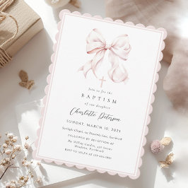 Rosa-Bow-Girl-Taufe Einladung