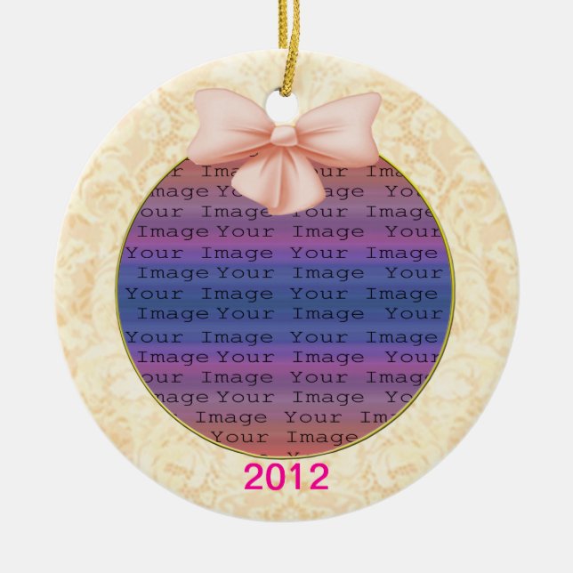 Rosa Bow Hochzeitsdekoration Keramikornament (Vorne)