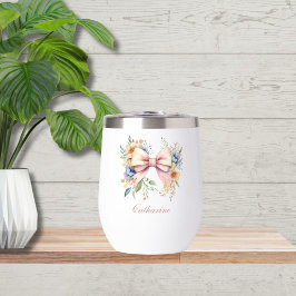 Rosa Bow Monogram Coquette Wasserfarbe Blume