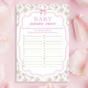Rosa Bow Name Race Modern Elegantes Baby Showspiel