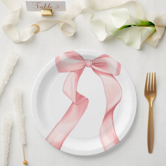 Rosa Bow Plate 9" Pappteller (Hochzeit)