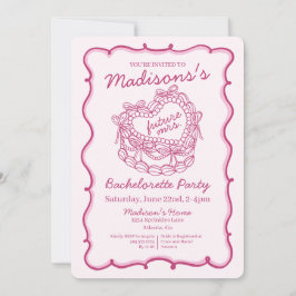 Rosa Bow Retro Herz Coquette Bacheloretto Einladung
