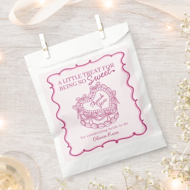 Rosa Bow Retro Herz Coquette Brautparty Geschenktütchen (Ausgeschnitten)