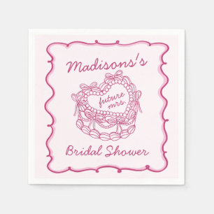 Rosa Bow Retro Herz Coquette Brautparty Serviette