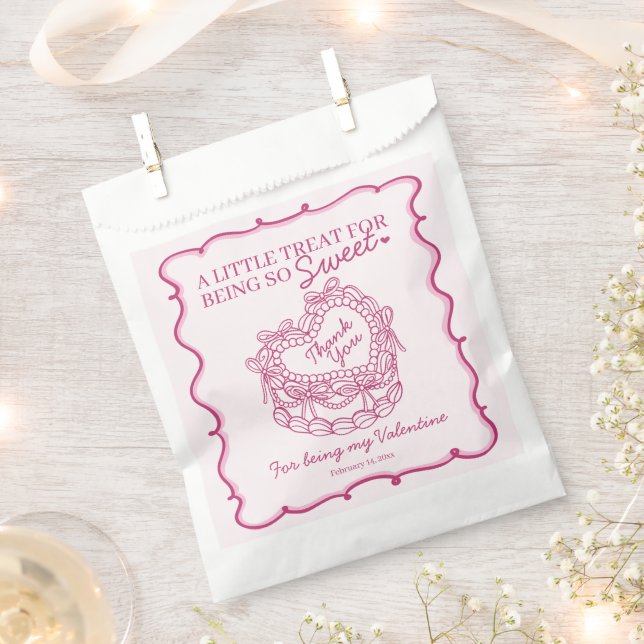 Rosa Bow Retro Herz Coquette Cake Valentine Geschenktütchen (Ausgeschnitten)