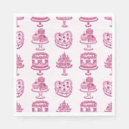Rosa Bow Retro Herz Coquette Cake Valentine Serviette