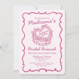 Rosa Bow Retro Herz Coquette Kuchen Bridal Brunch Einladung