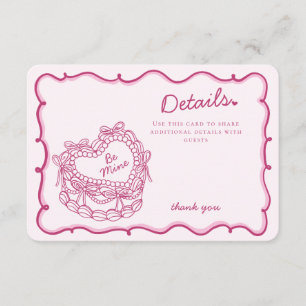 Rosa Bow Retro Herz Coquette Kuchen Details Beilag Begleitkarte