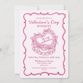 Rosa Bow Retro Herz Coquette Kuchen Valentine Einladung