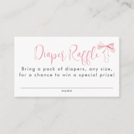 Rosa Bow Ribbon Girl Dusche Windeln Windeln Raffel Begleitkarte