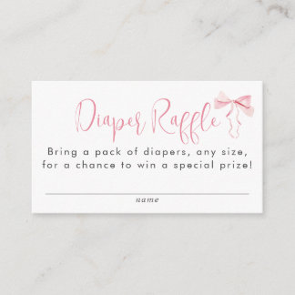 Rosa Bow Ribbon Girl Dusche Windeln Windeln Raffel Begleitkarte