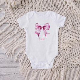 Rosa Bow Ribbon Vintag Baby Strampler