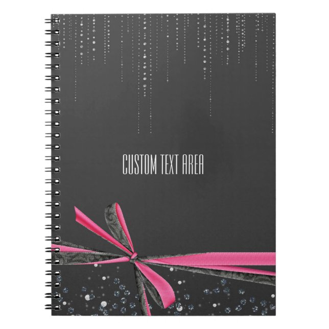 Rosa Bow Sparkle Ribbon & Bling Journal-Notebook Notizblock (Vorderseite)