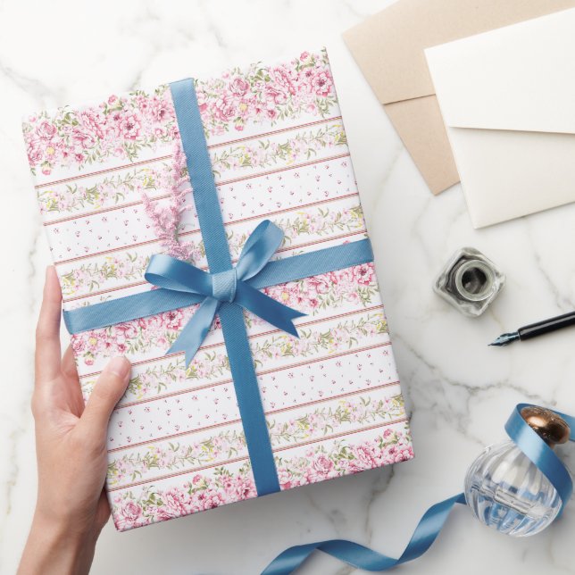 Rosa Bow Vintag Coquette Babydusche Geschenkpapier (Schenken)