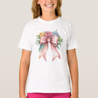 Rosa Bow Wasserfarbe Florals Blume Coquette Girls