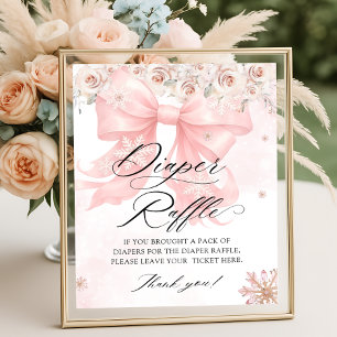 Rosa Bow Winter Baby Duschkabine Windelwanne Poster