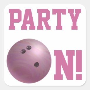 Rosa Bowling-Ball-Party auf dem Aufkleber