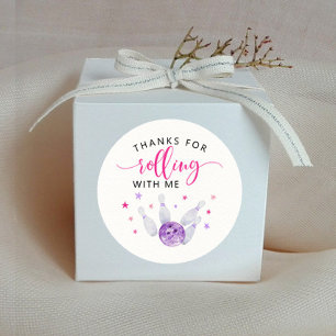 Rosa Bowling Kindergeburtstag Gastgeschenk Runder Aufkleber