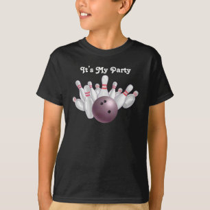 Rosa Bowlings-Party-Dunkelheits-T - Shirt