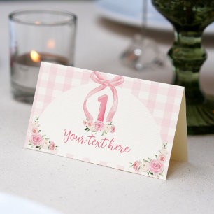 Rosa Bows Coquette Geburtstags-Platzkarte Platzkarte