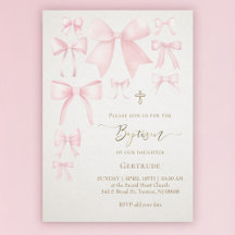 Rosa Bows Elfenbeinhintergrund Mädchen Taufe