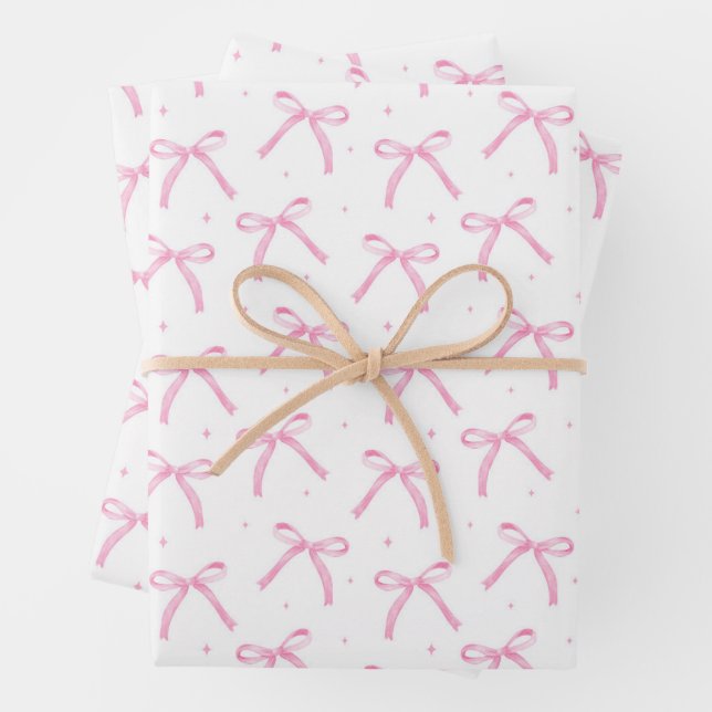 Rosa Bows Geburtstagsdusche Hochzeit Geschenkpapier Set (Beispiel)