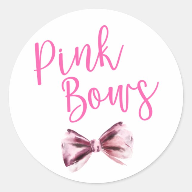 Rosa Bows Team Girl Gender Reveal Party Runder Aufkleber (Vorderseite)