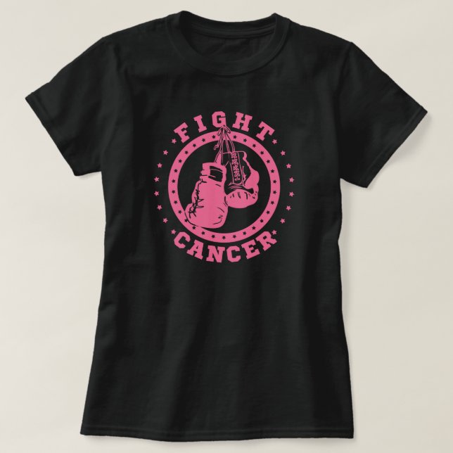 Rosa Boxhandschuh-Kampf-Krebs T-Shirt (Design vorne)