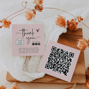 Rosa Branding Vielen Dank Packkarte Quadratische Visitenkarte