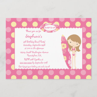 Rosa Brandung herauf Schwimmengeburtstags-Party Einladung