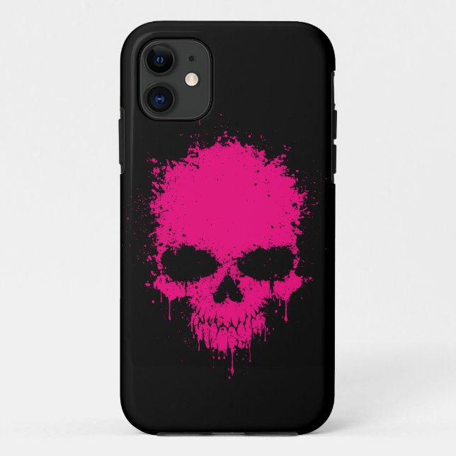 Rosa Bratenfett-Spritzer-Schädel Case-Mate iPhone Hülle (Rückseite)