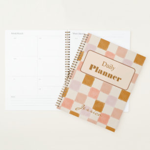 Rosa braun beige geometrische Tagesplanerabdeckung Planer
