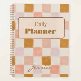 Rosa braun beige geometrische Tagesplanerabdeckung Planer
