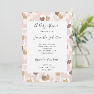 Rosa Braun Creme Herzen Baby Shower Einladung