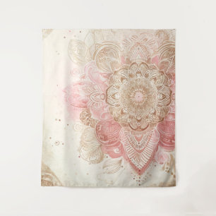 Rosa Braun Creme Mandala Boho Mode Bohemian Stil Wandteppich